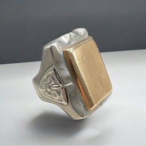 🌺 Rare Vintage Mexican Silver & GF Signet Ring – Heavy 30.50 gr.
